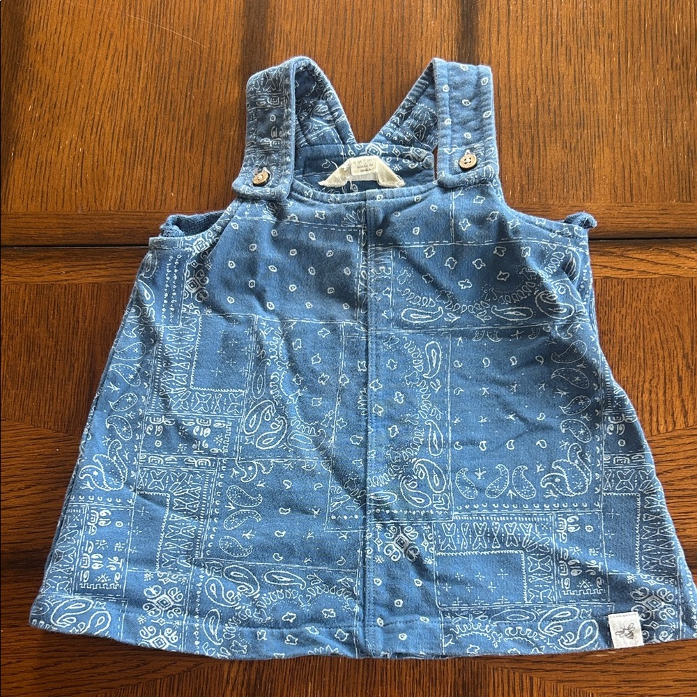 Blue Bandana-Print Kids Pinafore Dress